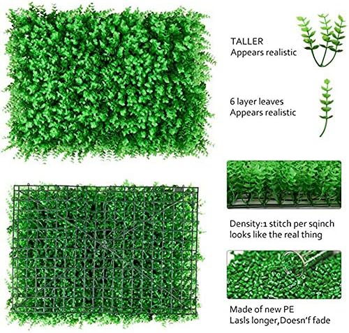 12pcs Green Wall Decor Panels with Lifelike Faux Grass