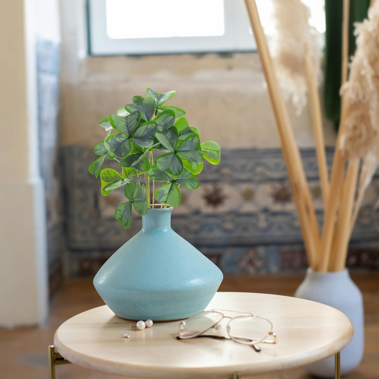 PRETYZOOM 145 Inch Artificial Shamrock Plant Decoration