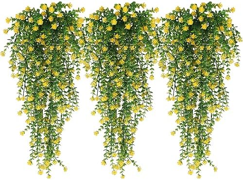 RECUTMS Yellow Hanging Fake Plants 3-Pack