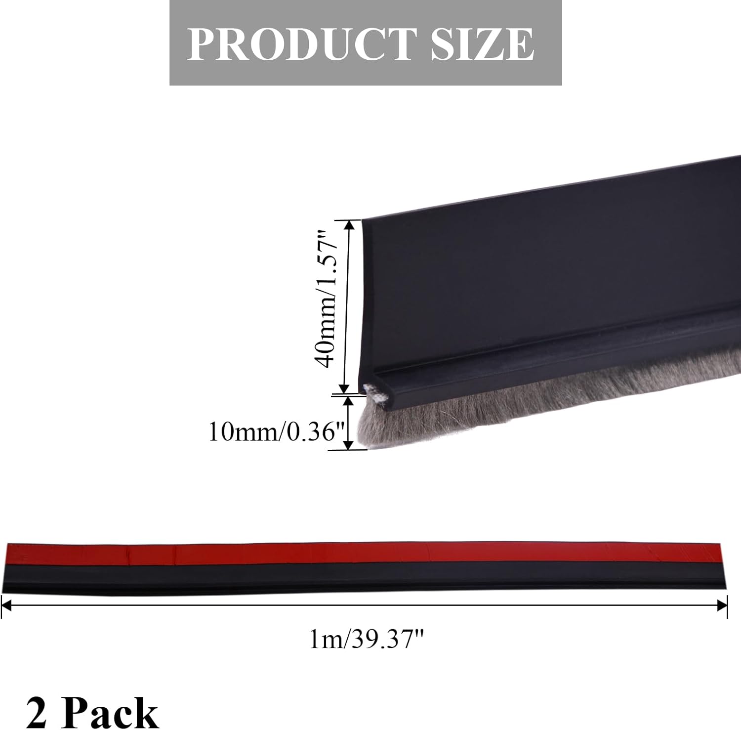 Saim Door Sweep for Bottom of Door 2 Pcs Self-Adhesive Draft Stopper