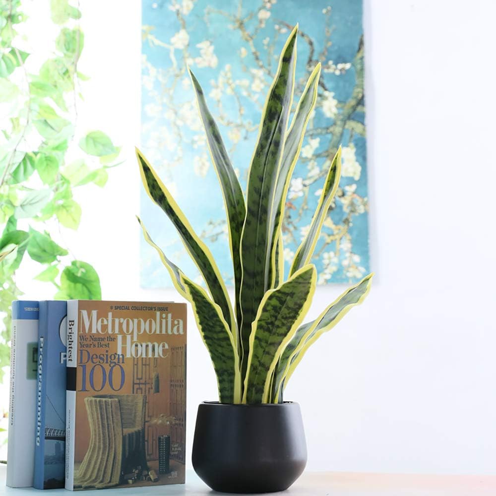 Beebel Artificial Snake Plant 22 Inch Potted Decor