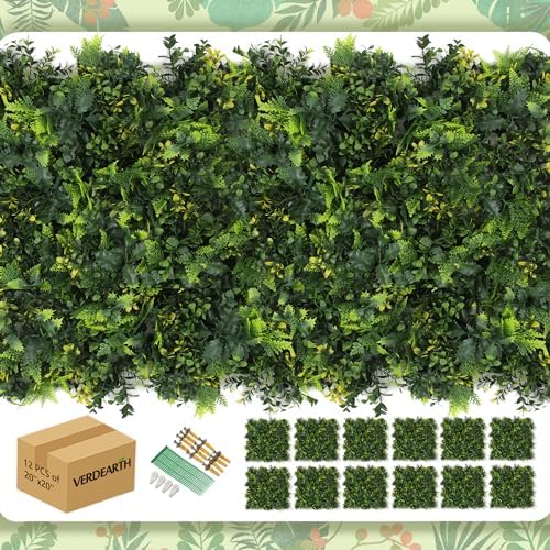 12PCS 20x20 Artificial Plant Wall Panels for Home Garden Outdoor Decor