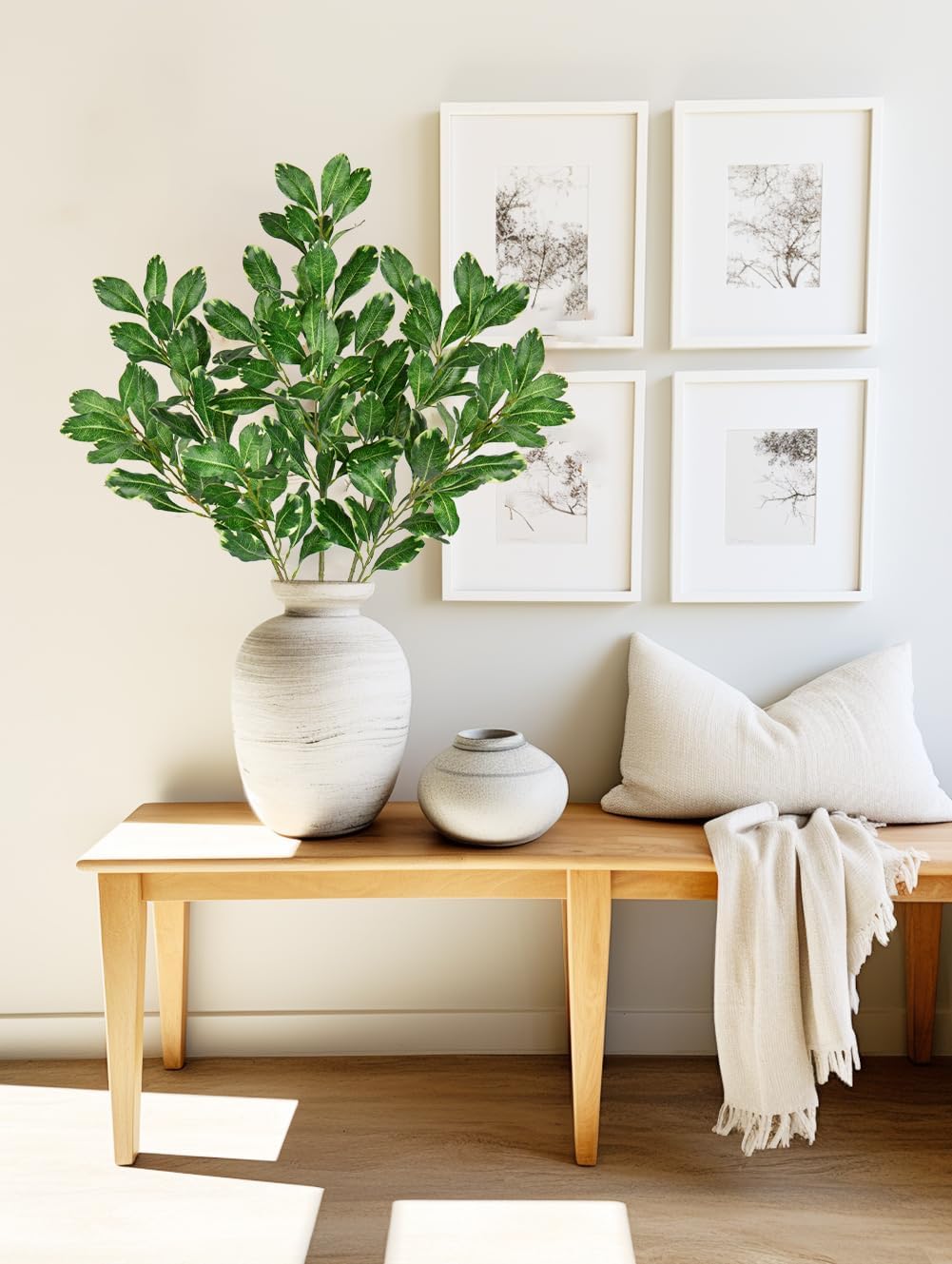 3PCS Artificial Greenery Stems 315 Inch Faux Pittosporum Leaves for Vase and Floral Arrangements