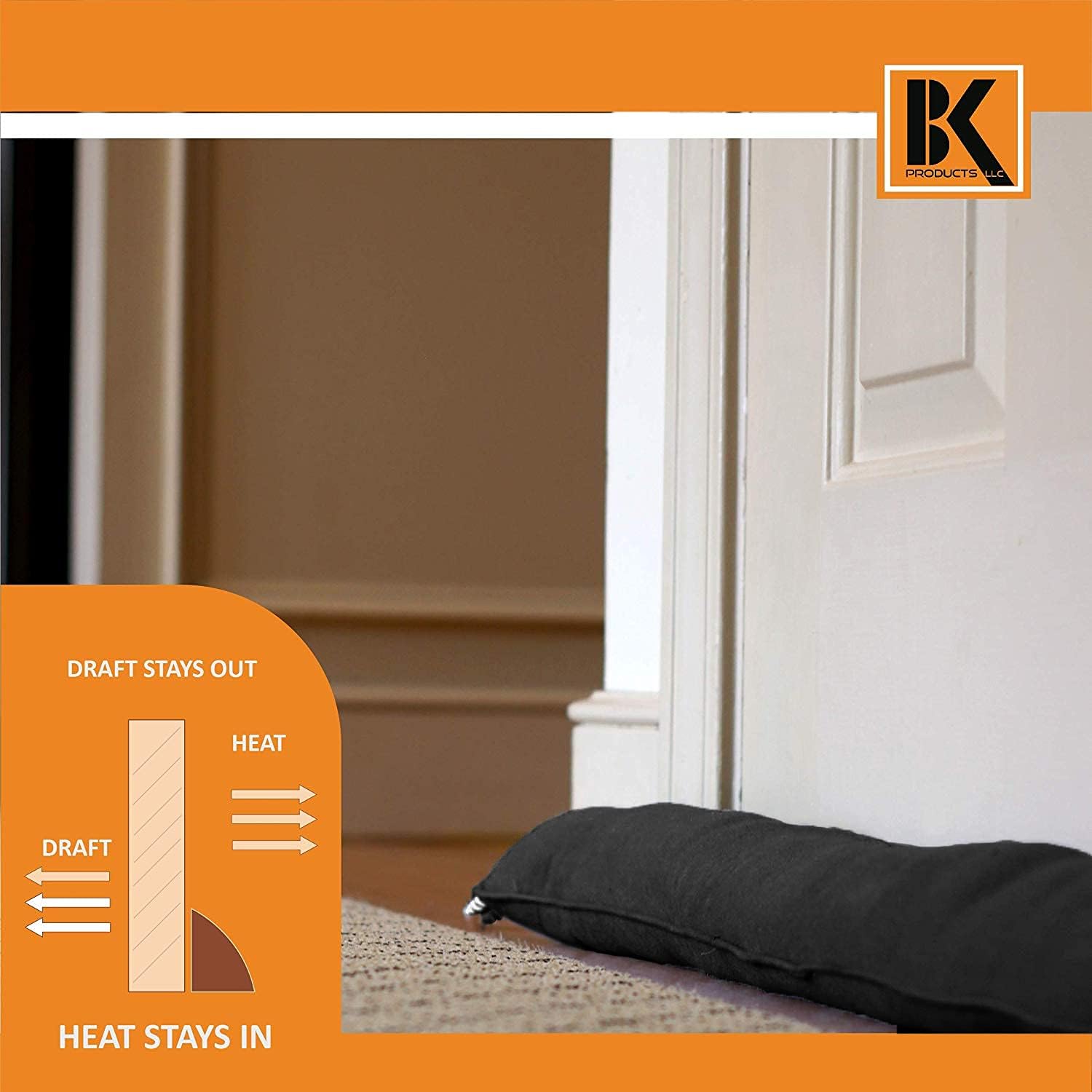 BK Door Draft Stopper - 37 Inch Black Energy Saver