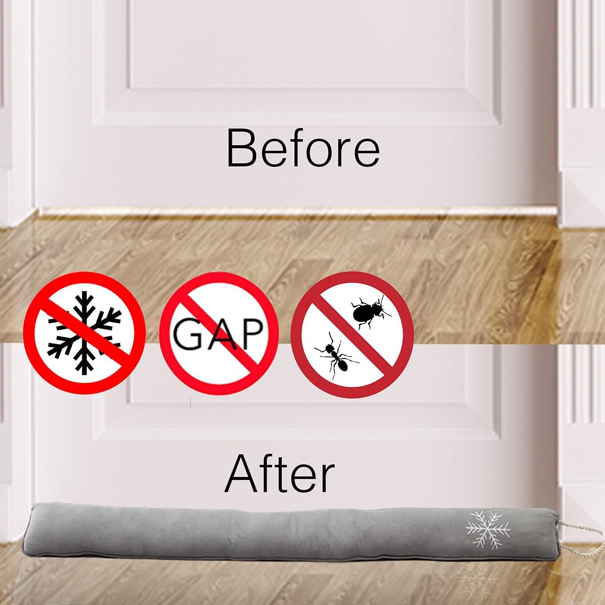 Simply Genius Cold Weather Door Snake Draft Stopper - Gray 36 Inch