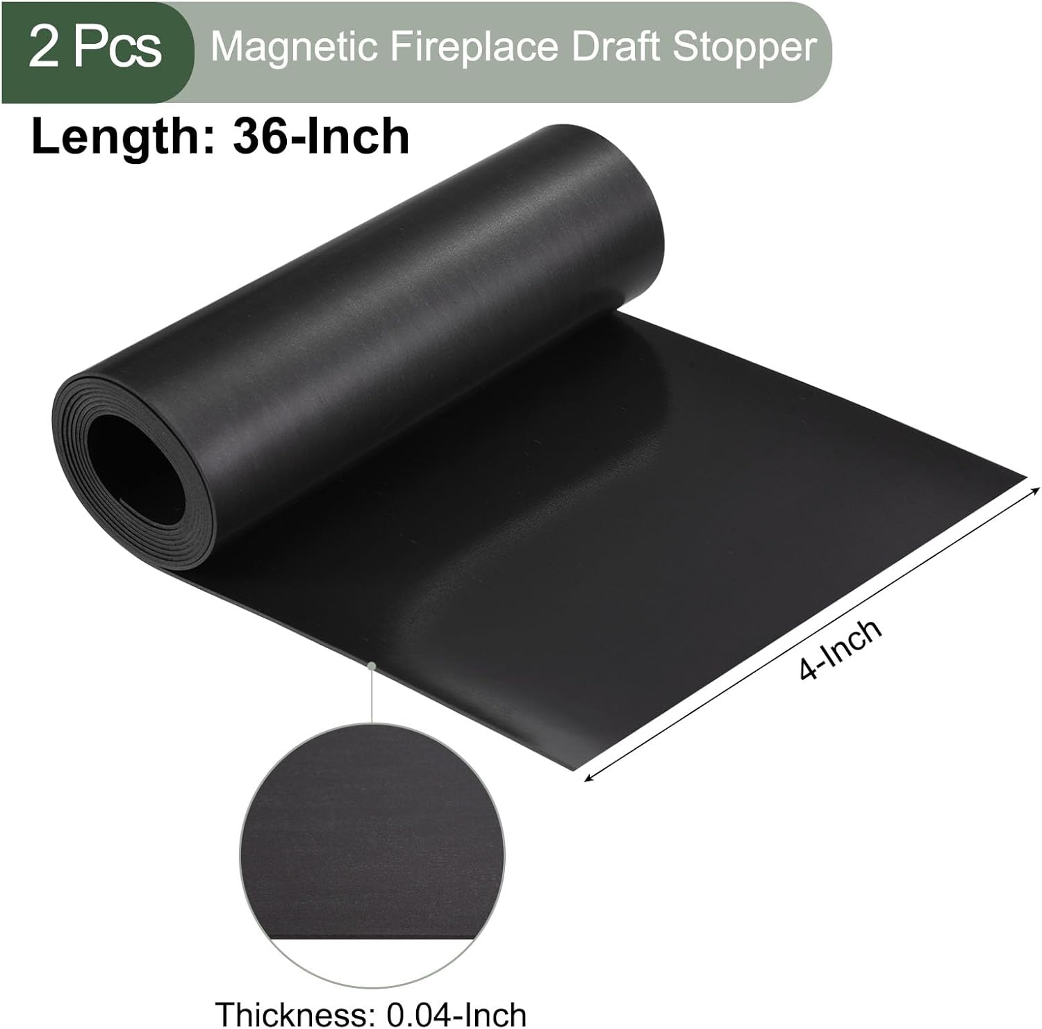 YOKIVE 2 Pcs Magnetic Fireplace Draft Stopper Black 36x4