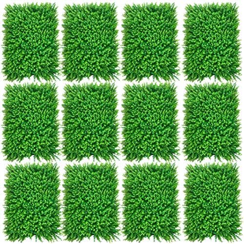 12pcs Green Wall Decor Panels with Lifelike Faux Grass