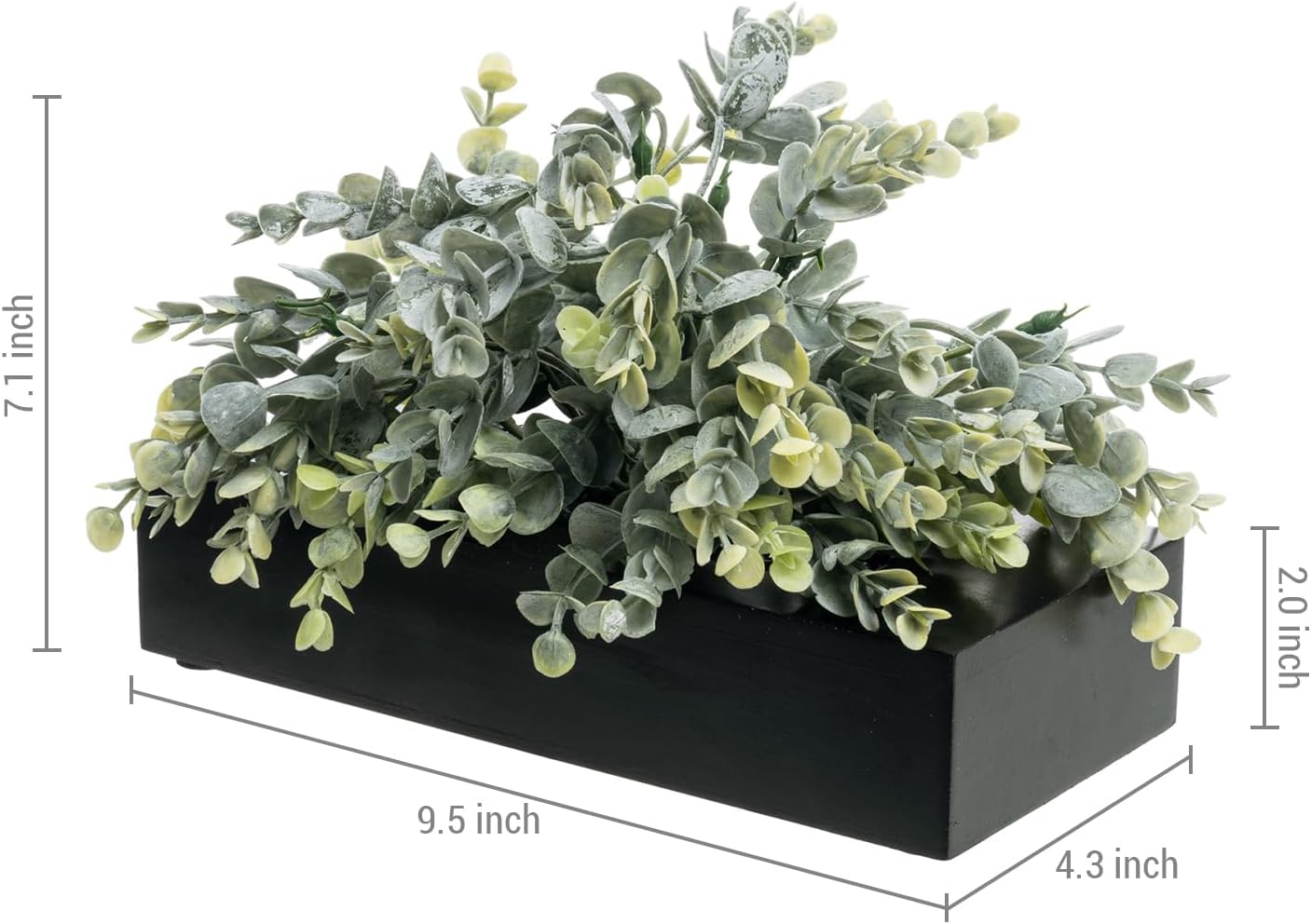 MyGift Artificial Eucalyptus Plant in Black Wood Planter
