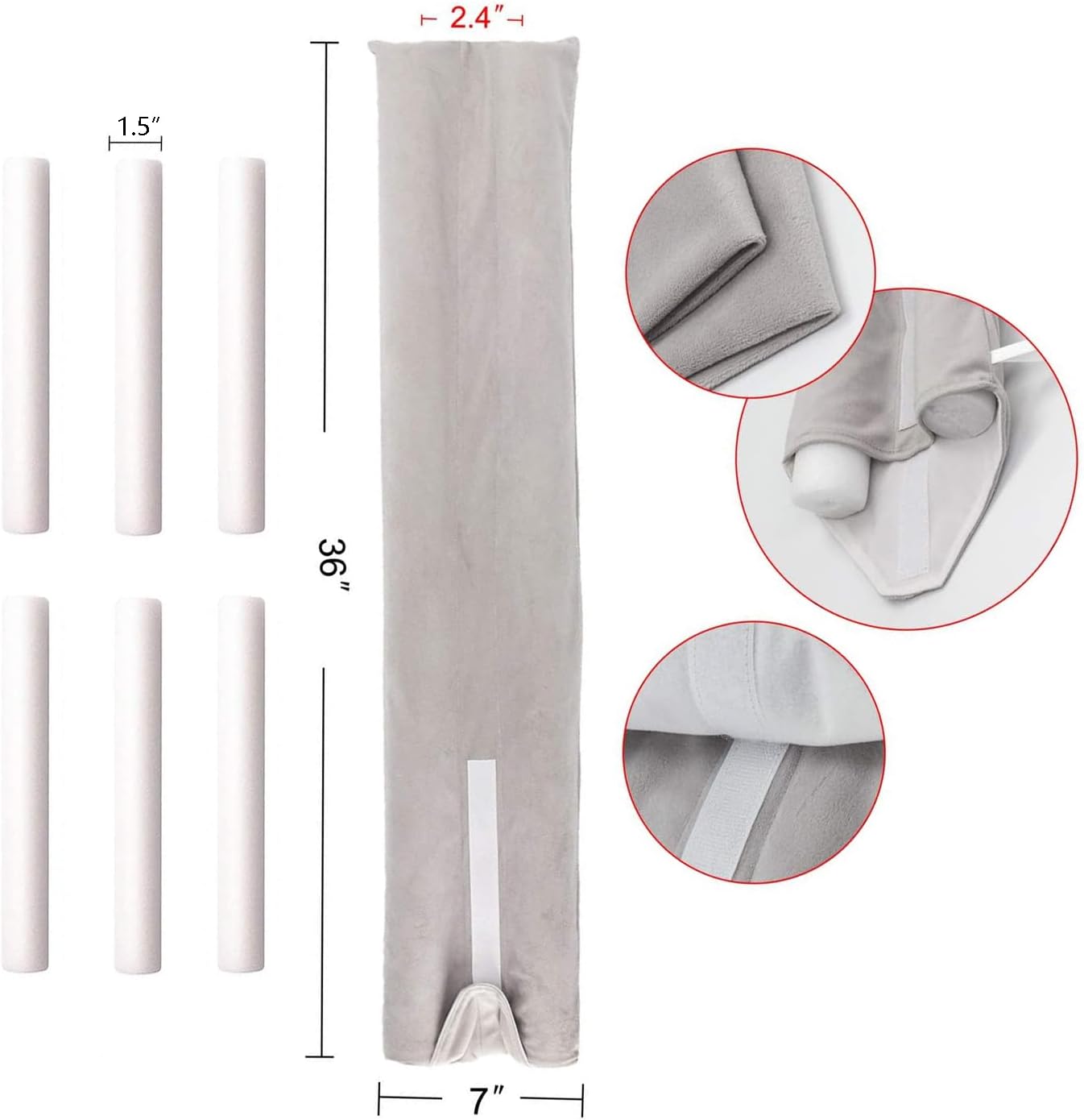 Adjustable Door Draft Stopper 36 Inch Light Grey Under Door Seal Blocker