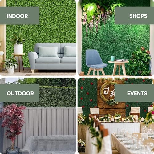 Flybold Greenery Wall Backdrop - 40x40x4 Inches Faux Boxwood Panels Pack of 3
