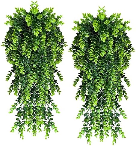 2 PCS Artificial Eucalyptus Hanging Plant for Home Decor and Wedding Party