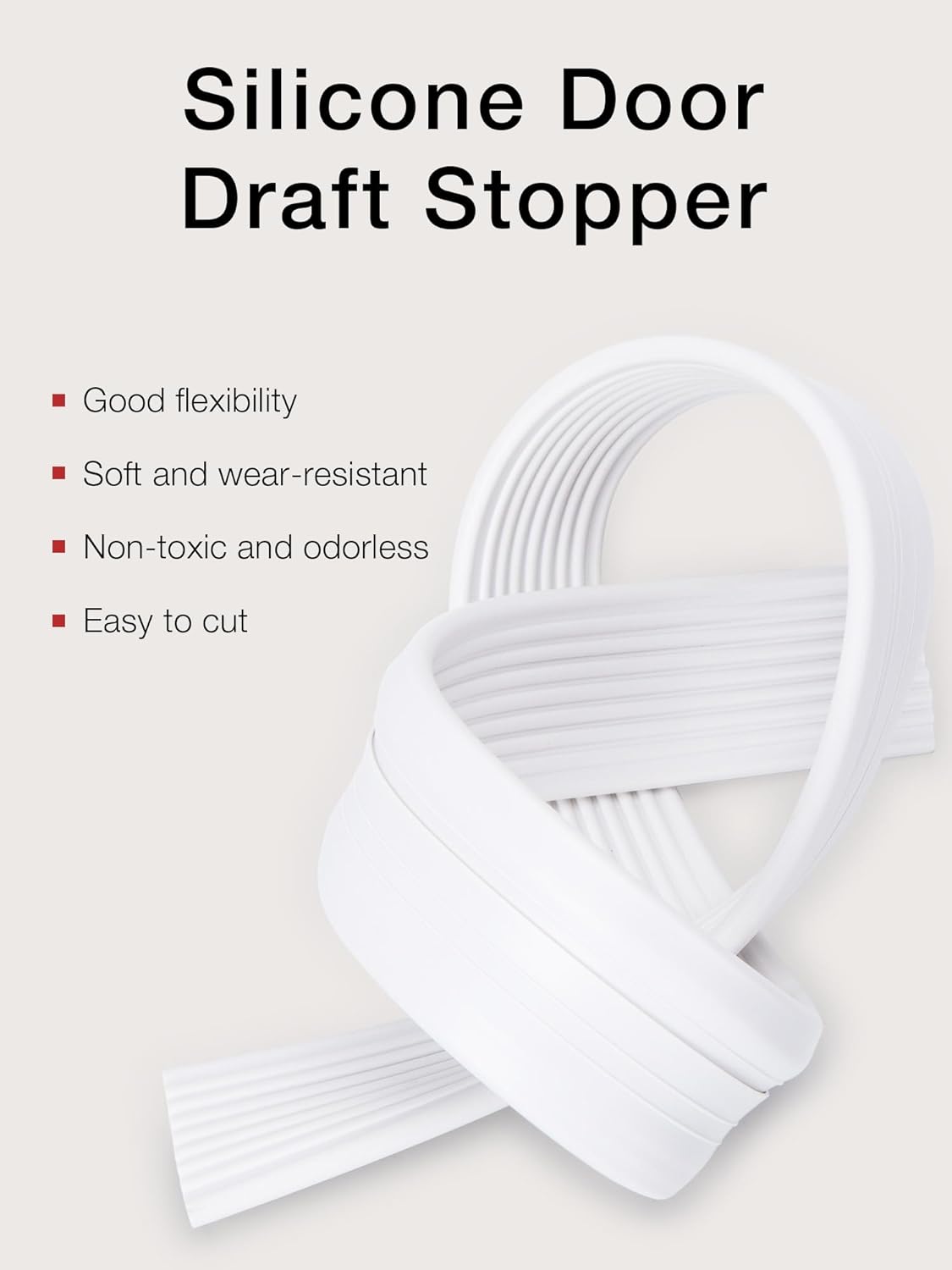 SUNMON 39in Silicone Door Draft Stopper White
