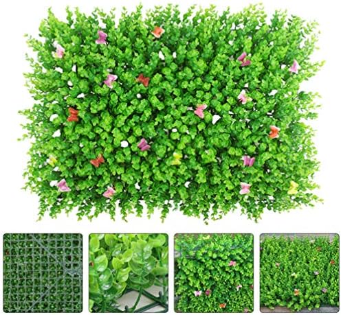 VOSAREA Artificial Boxwood Panels with Butterfly Grass Topiary Hedge Wall Decor