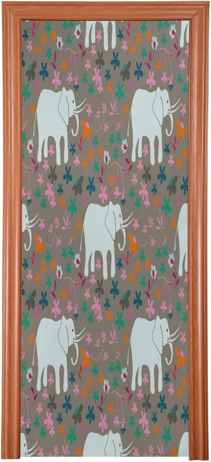 Susiyo Elephants and Flowers Halloween Door Cover