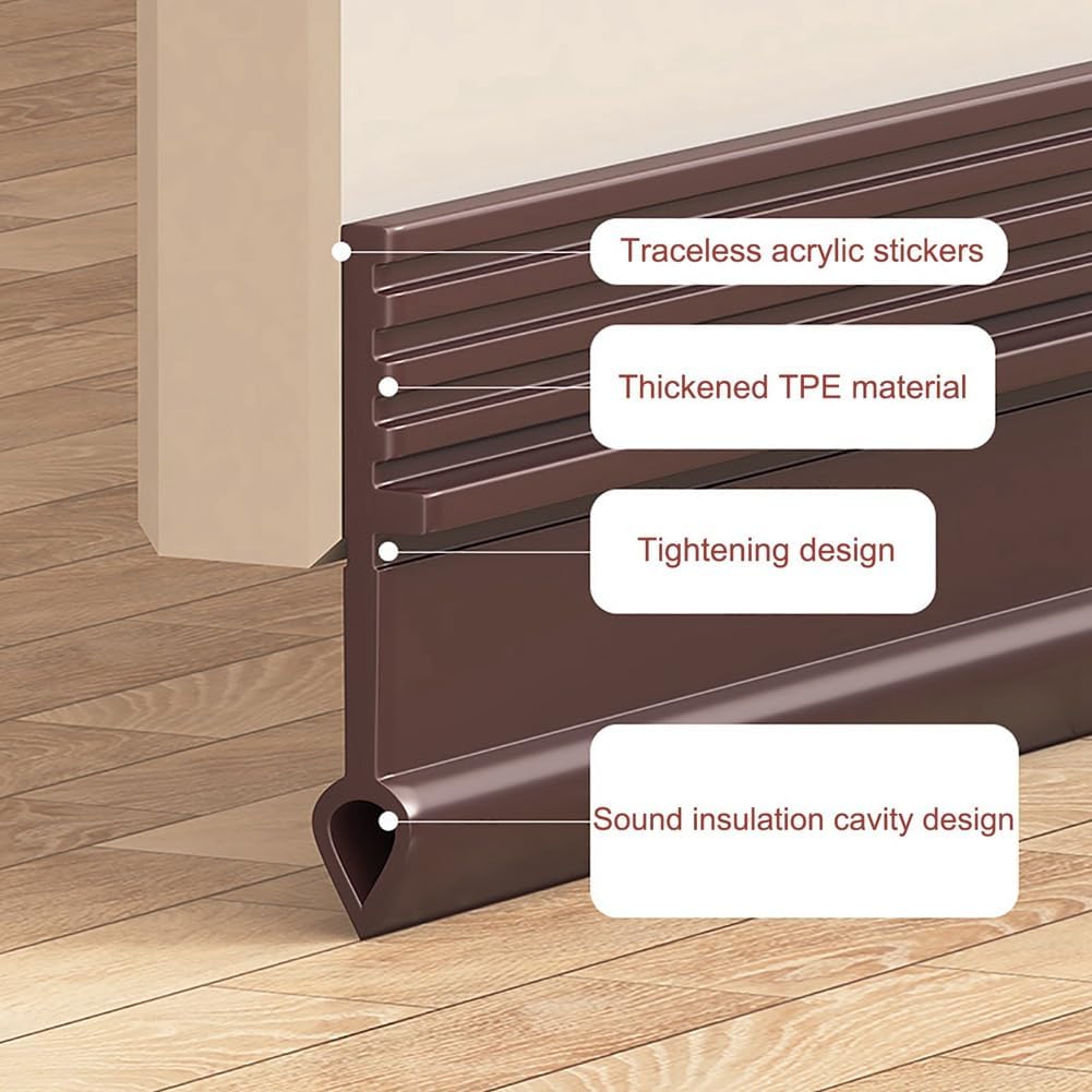 Lifeuping Door Draft Stopper 39in Black TPE Weather Stripping for Exterior and Interior Doors