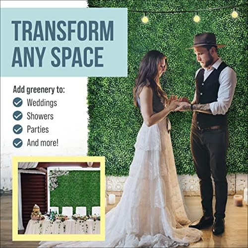 Creative Space Artificial Grass Wall Panels 12 PCS Wedding Backdrop Boxwood Privacy Screen