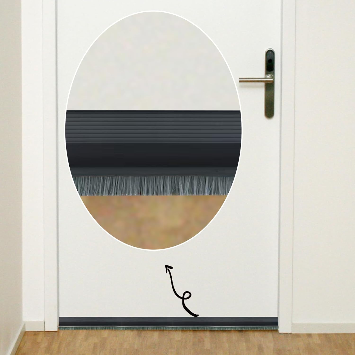 Door Draft Stopper with Brush 39 Black