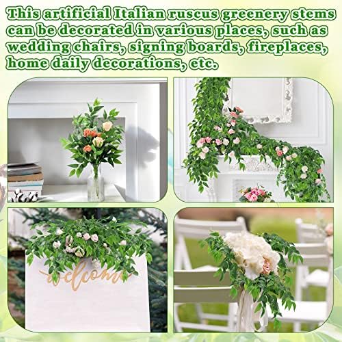 Xinnun 100 Pcs Artificial Italian Ruscus Greenery Stems