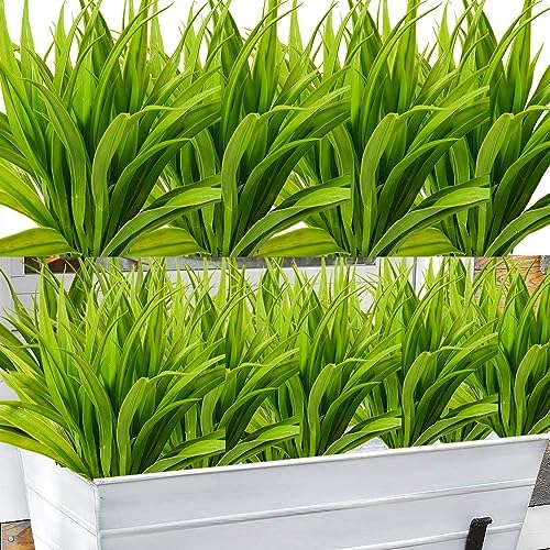 CLONG 4PCS Artificial Light Green Grass Plants for Home Decor