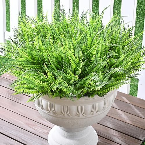 Waipfaru 24 Bundle Artificial Boston Ferns for Indoor Outdoor Decor