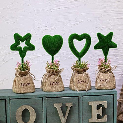 AINIESS Artificial Topiary Set Heart and Star Linen Base