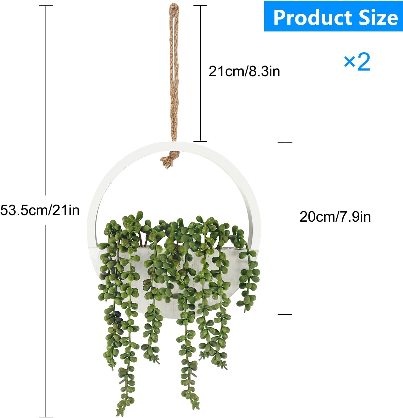 2 Pcs Artificial Hanging Succulents Plants with Lanyard