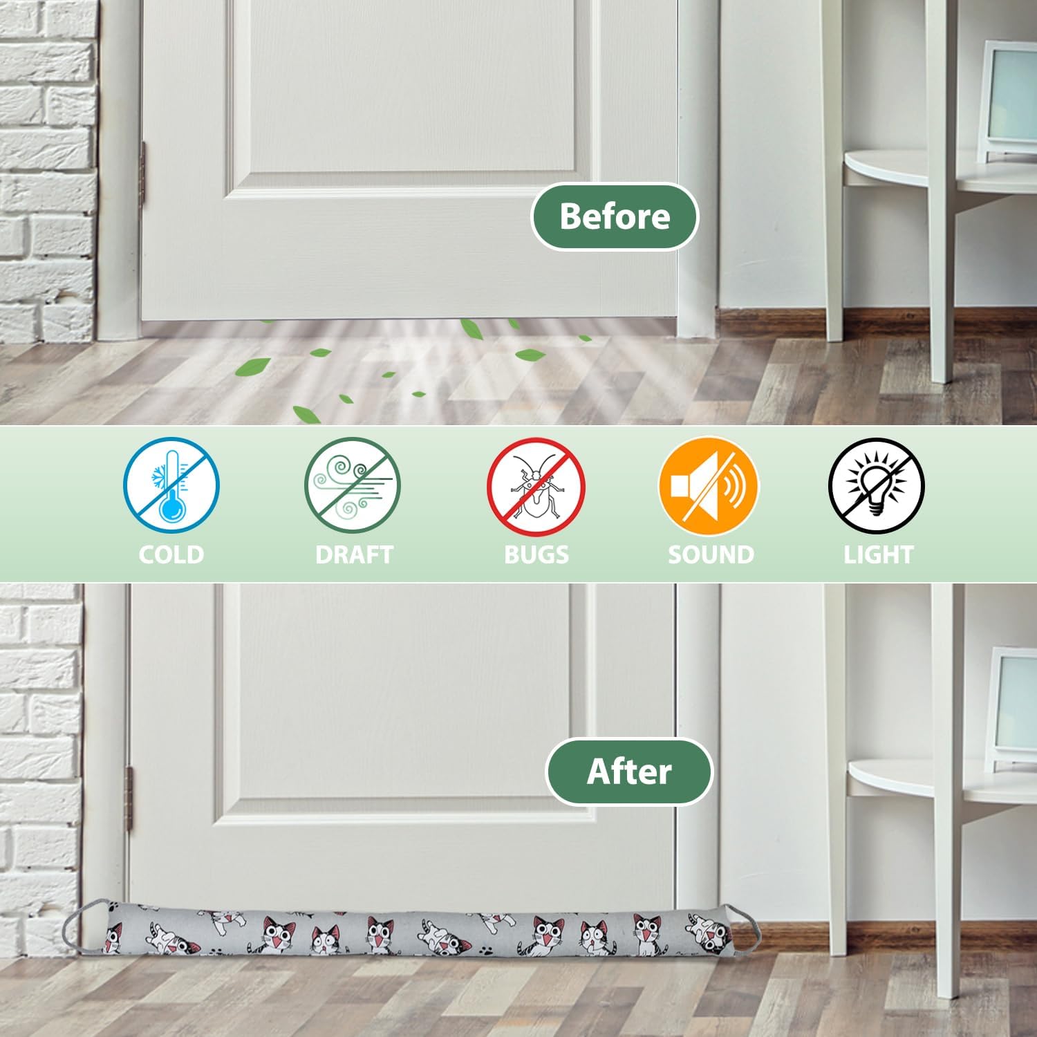 Sanferge Weighted Door Draft Stopper 2 Pack