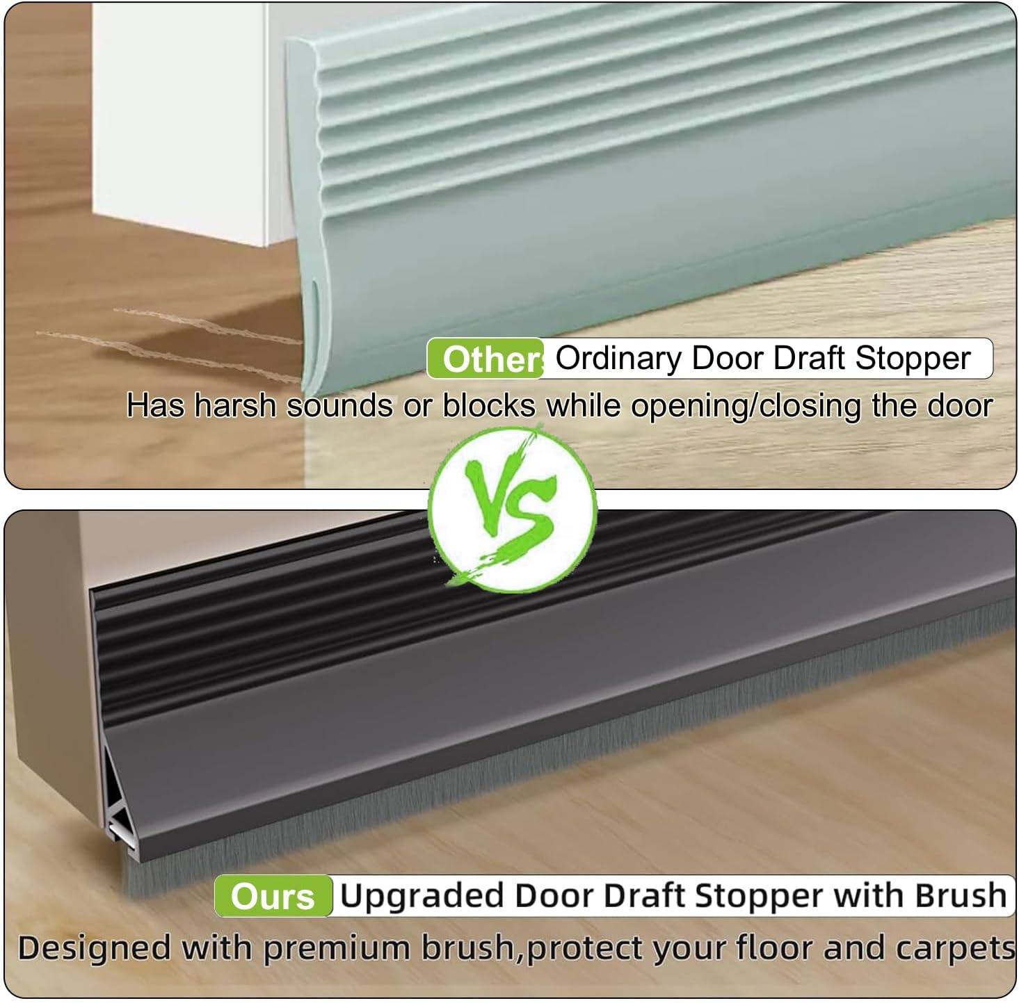 DINGLIAN 2 Door Brush Bottom Sweep Self Adhesive Draft Stopper 2 W x 39 L Black