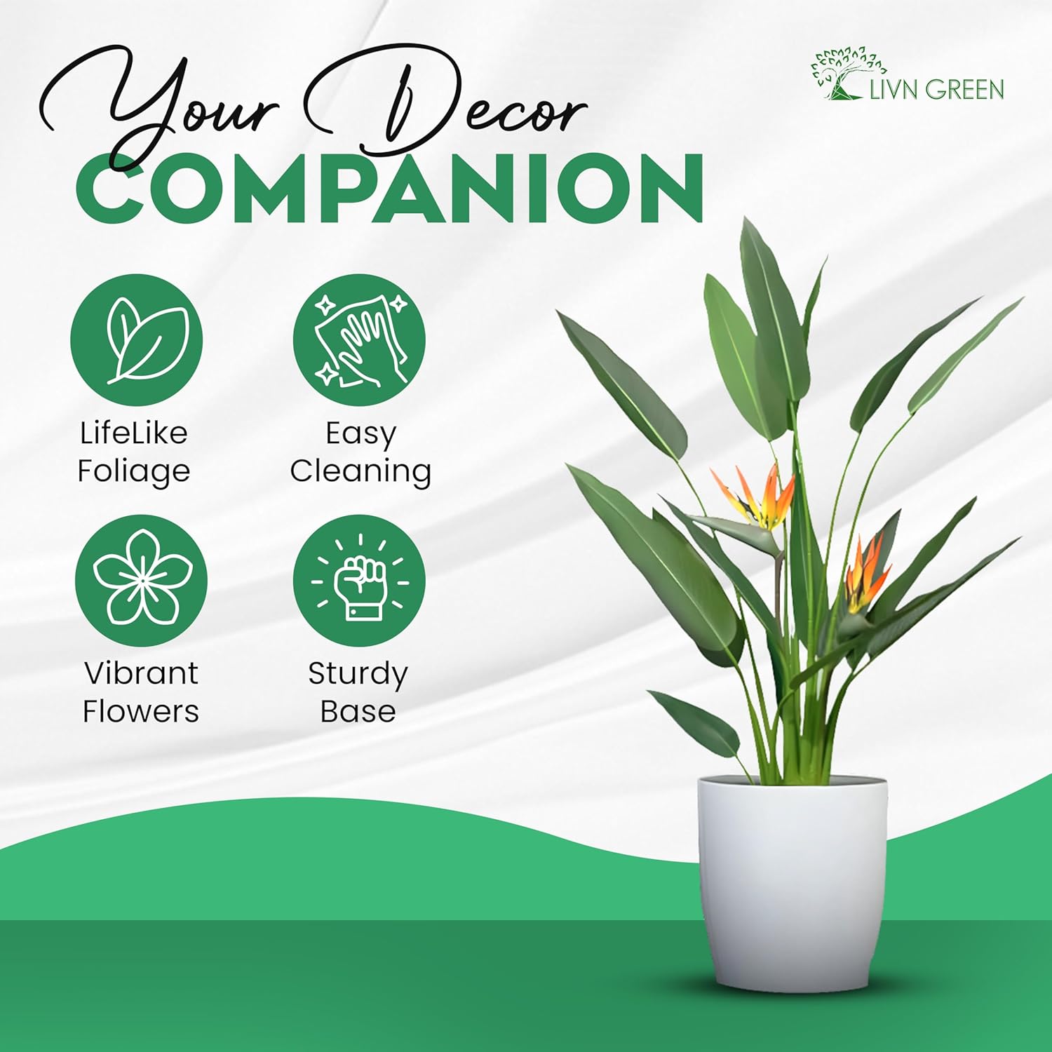 LIVN GREEN Bird of Paradise Artificial Plant 140cm