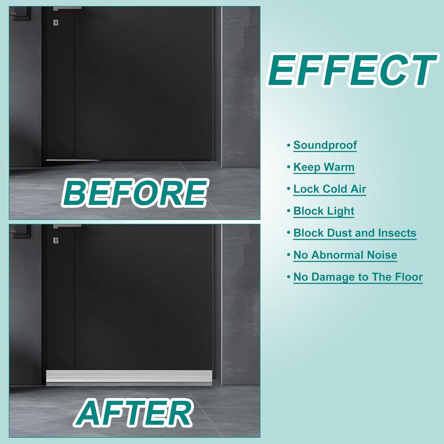Uxcell 2 Pcs Door Sweep 14 x 40 Cold Heat Noise Blocker