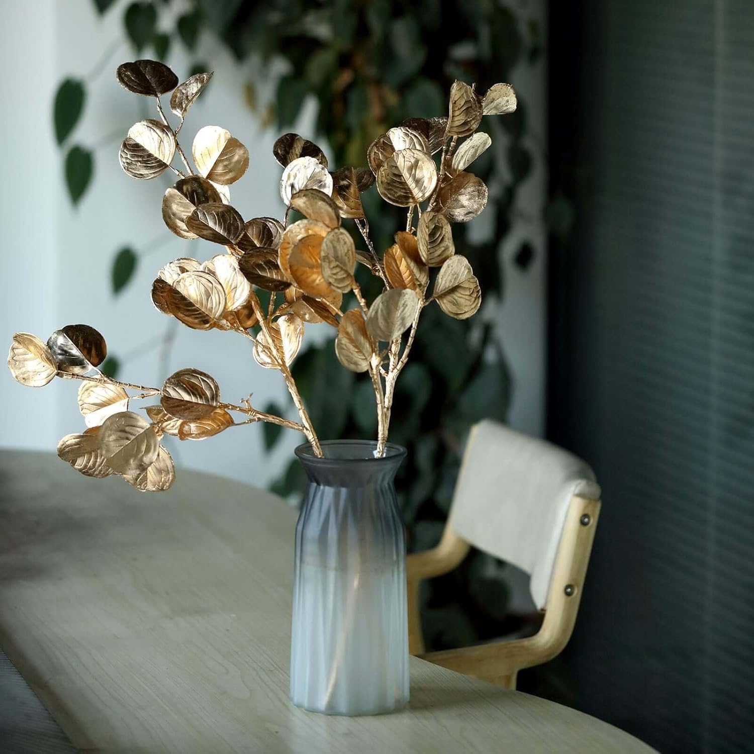 Efavormart 2 Pack 27 Inch Metallic Gold Artificial Eucalyptus Leaf Branches