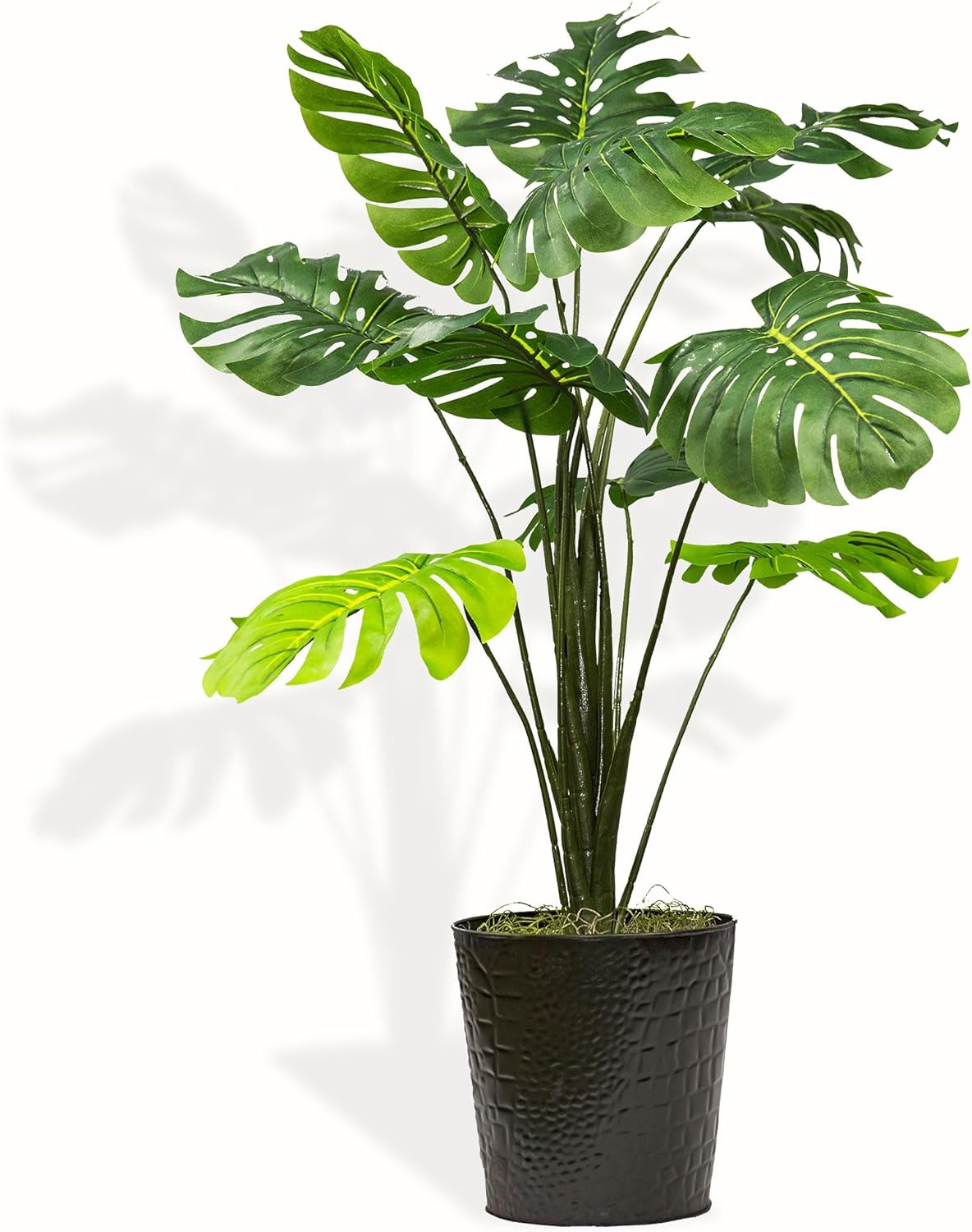 34 Inch Monstera Plant in Black Metal Pot