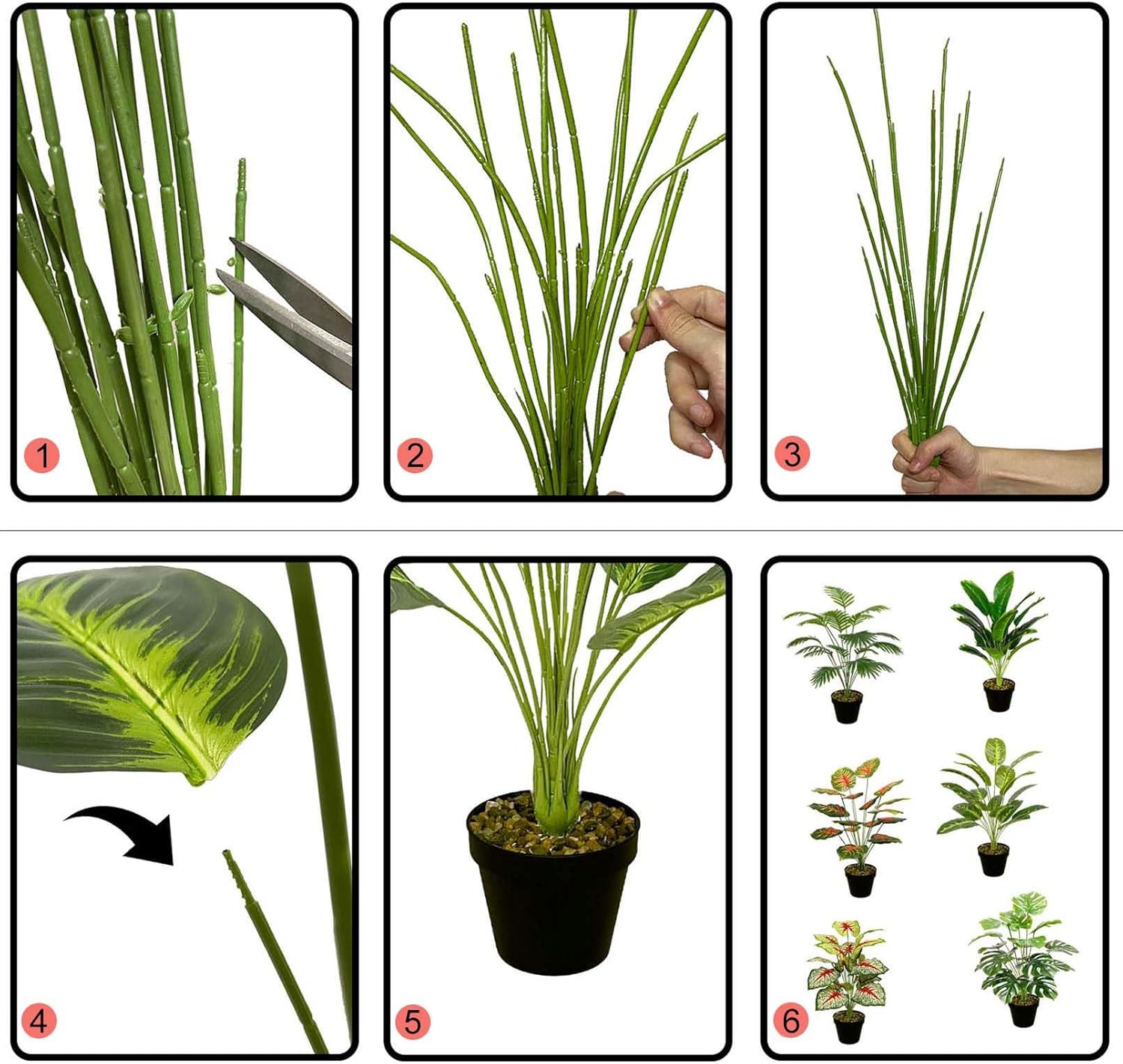 Ozizley Fake Palm Plant Artificial Tree 31 Green Pot Decor