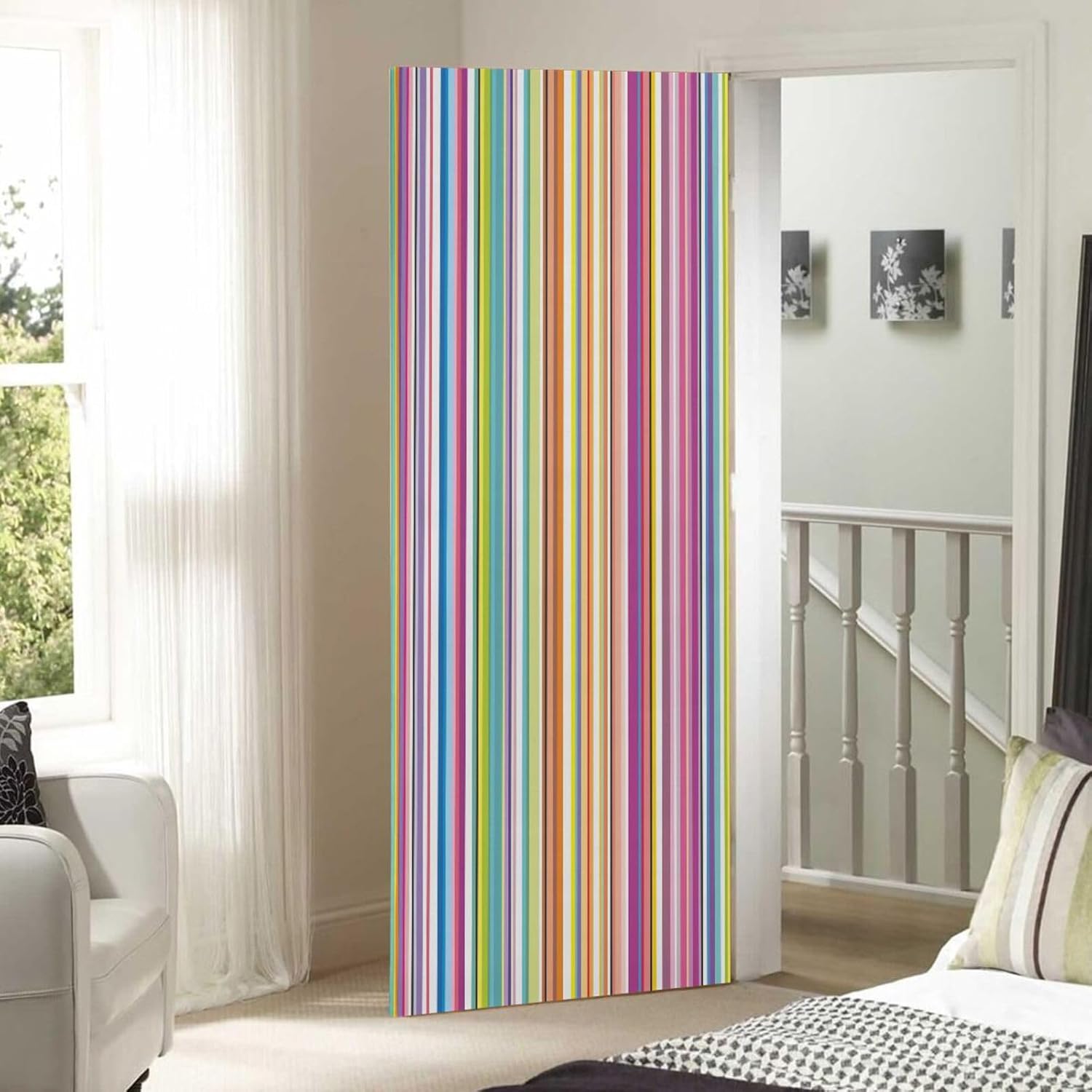 Susiyo Abstract Colorful Striped Halloween Door Cover