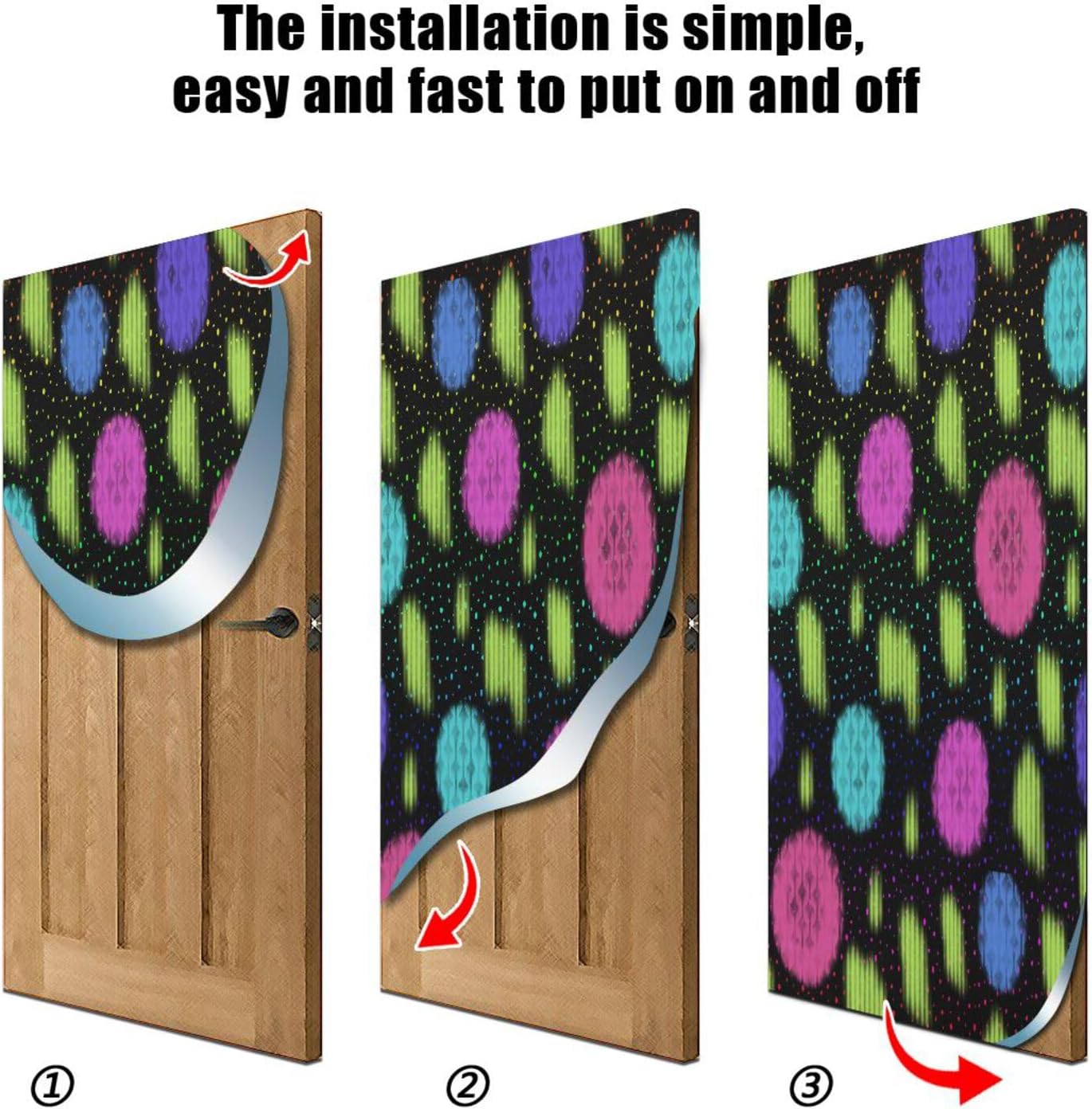 Susiyo Colorful Abstract Halloween Door Cover Stretch Fabric 32x79 in