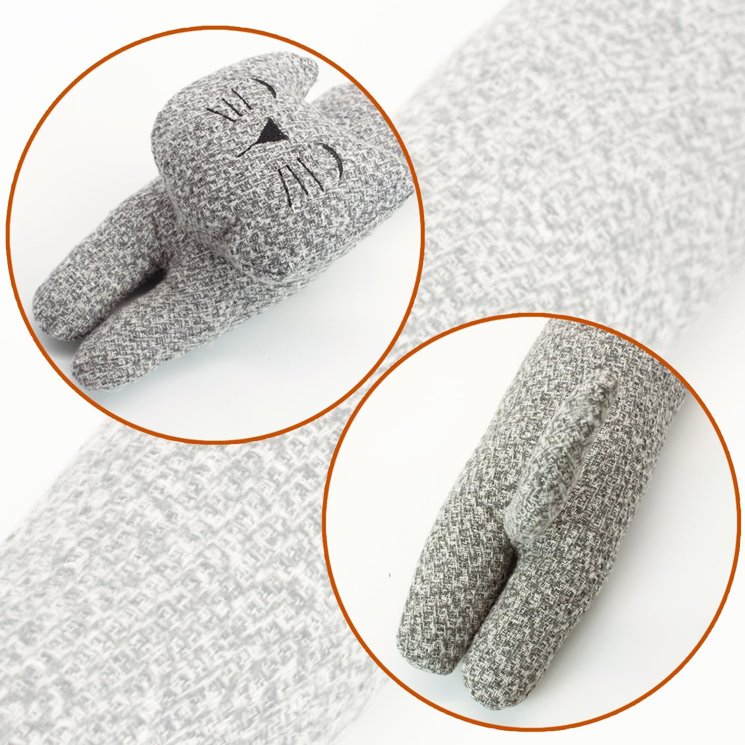 34 Inch Heavy Duty Door Draft Stopper with Gray Cat Design