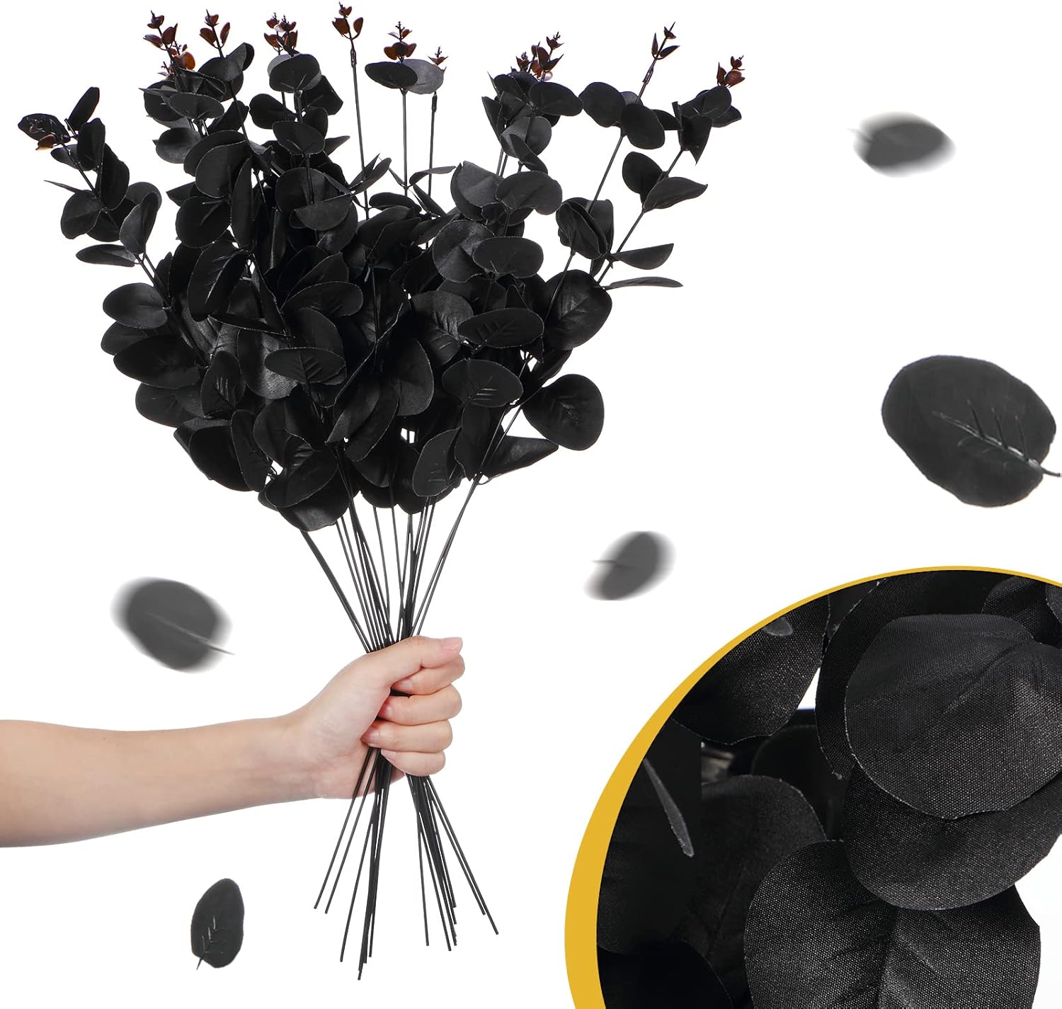 Chuangdi 20 Inch Artificial Eucalyptus Branches Black 24 Piece Set