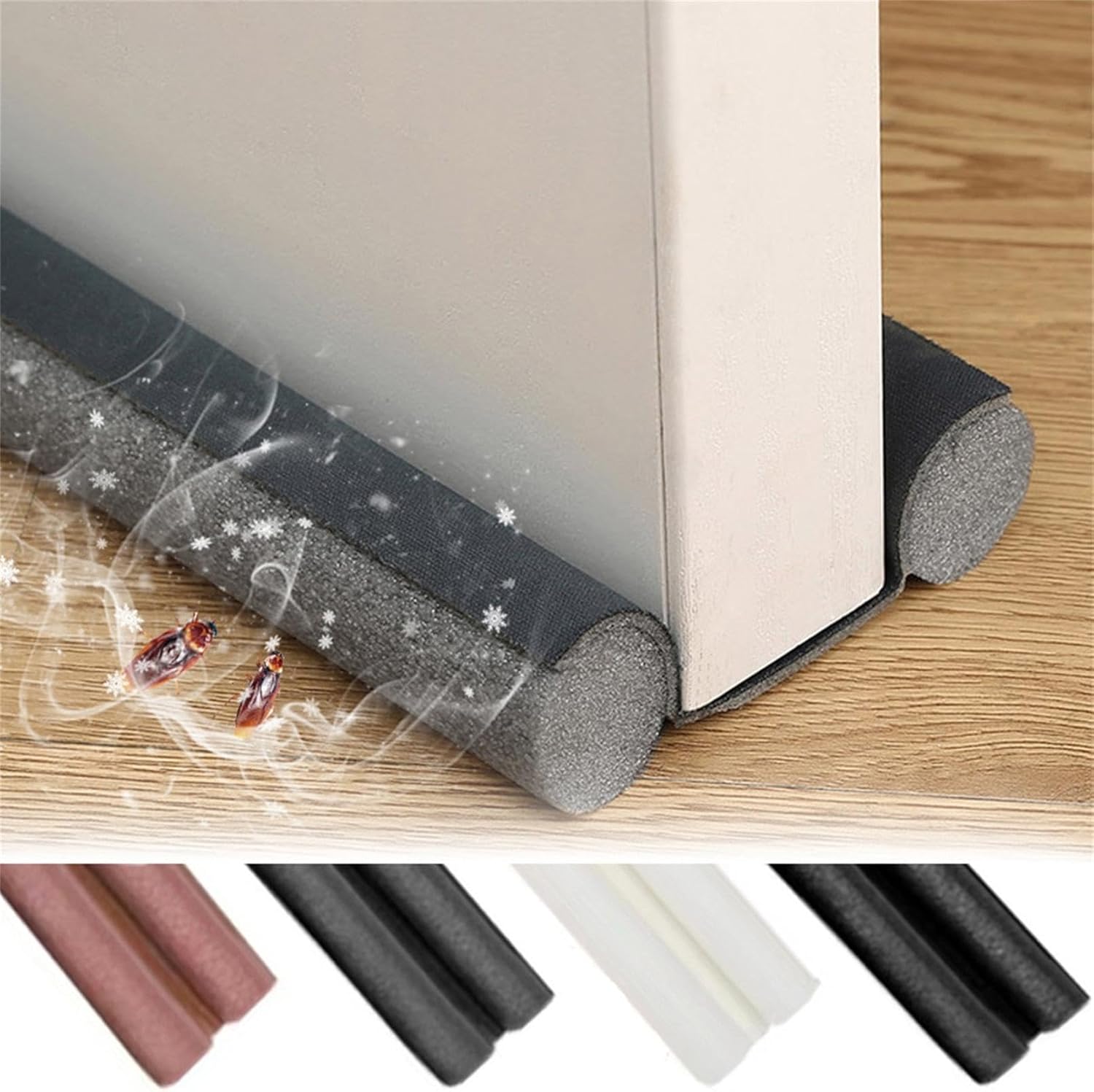 Adjustable Door Draft Stopper - 366 Inch Black Gap Filler