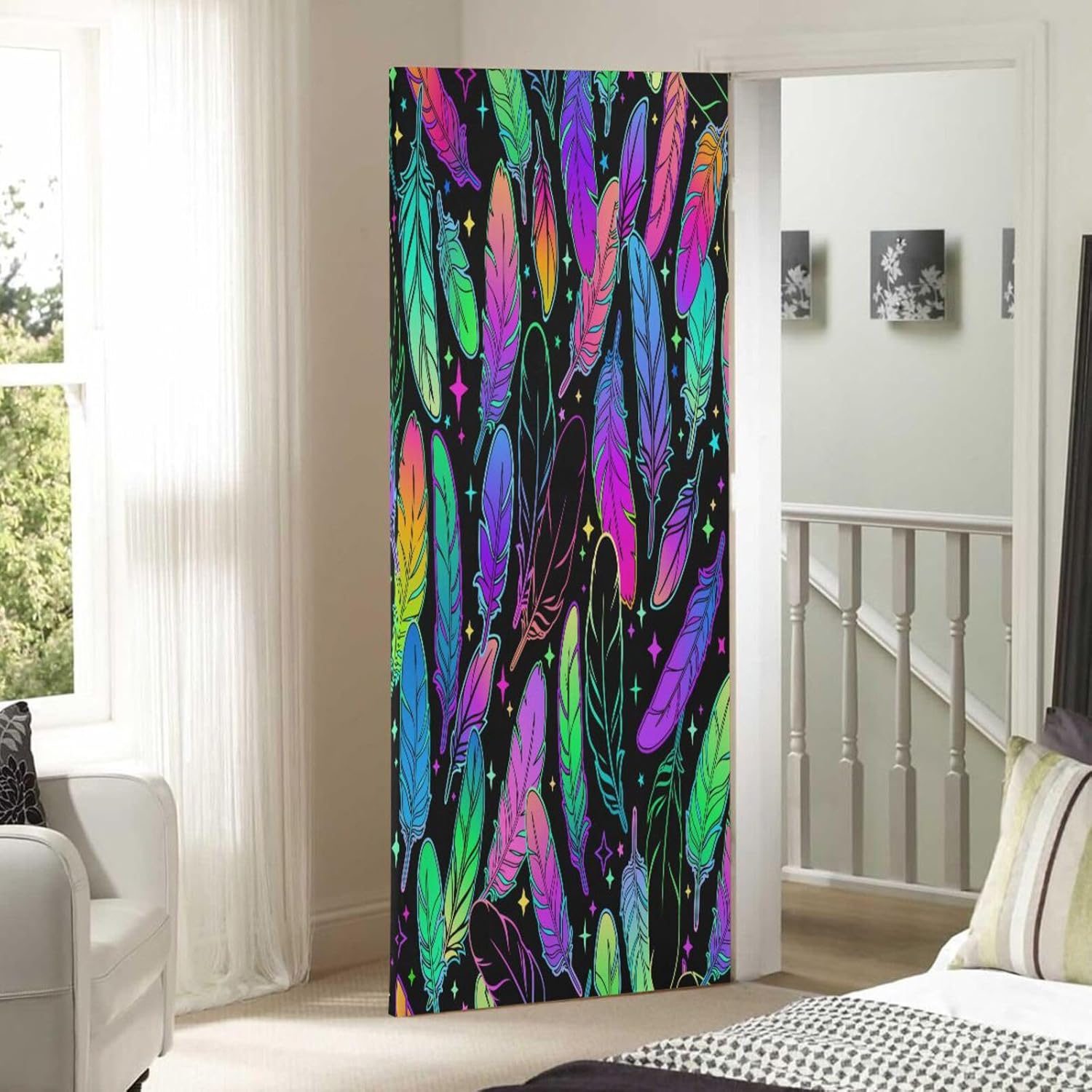 Susiyo Multicolored Bird Feather Halloween Door Cover