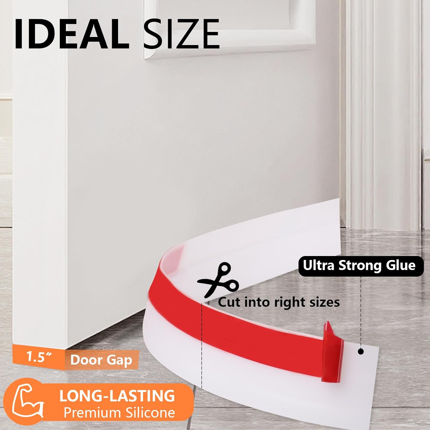 4Pcs Door Draft Stopper Silicone Under Door Seal Blocker for Noise and Dust Control