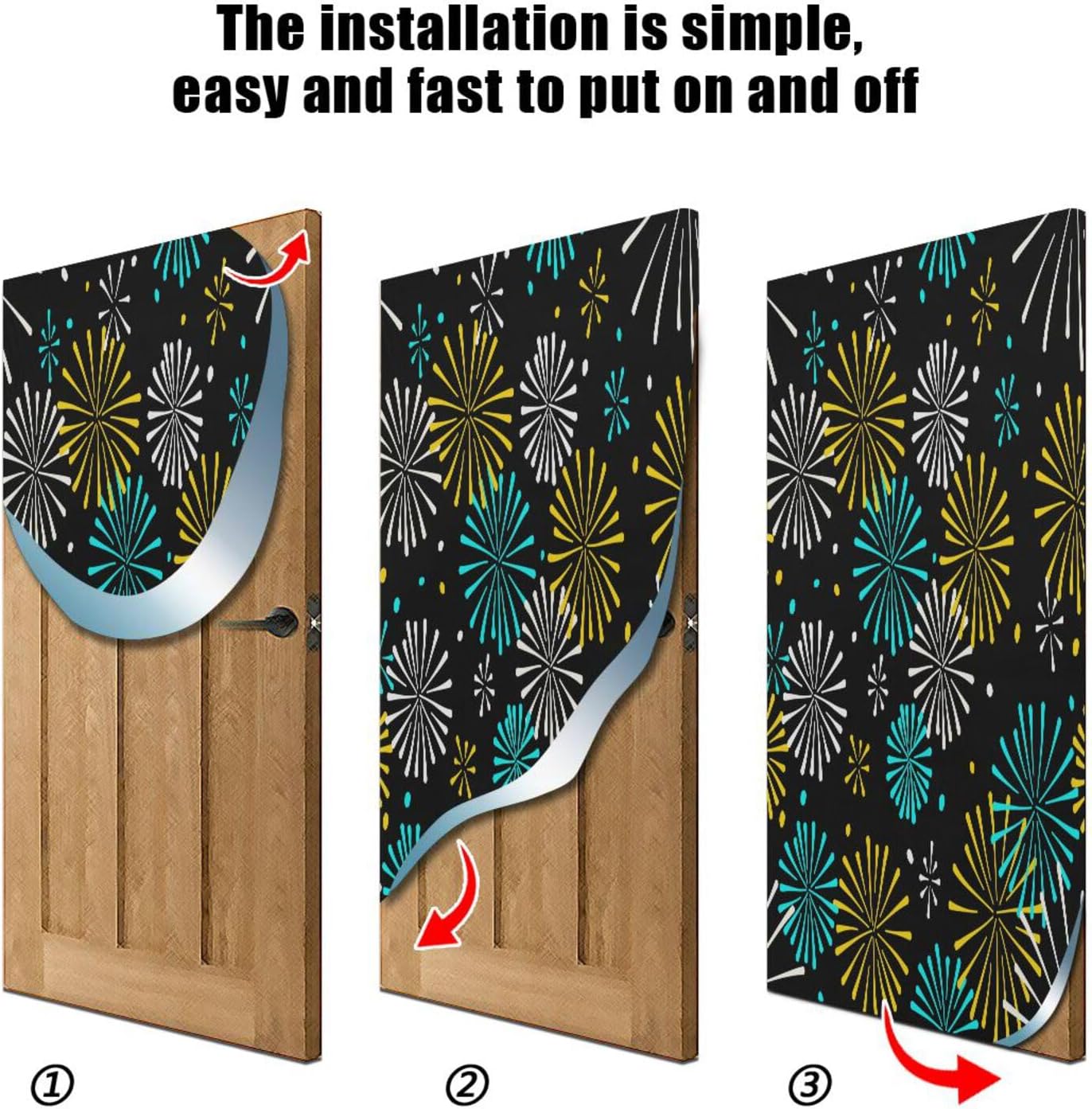 Susiyo Bright Golden Fireworks Halloween Door Cover Stretch Fabric 32x79 in