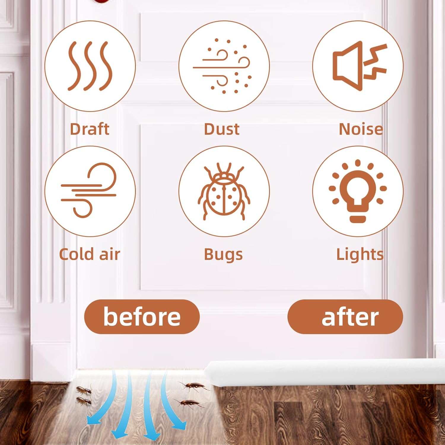 Yieldranger Under Door Gap Filler Adjustable Draft Stopper for Bottom of Doors