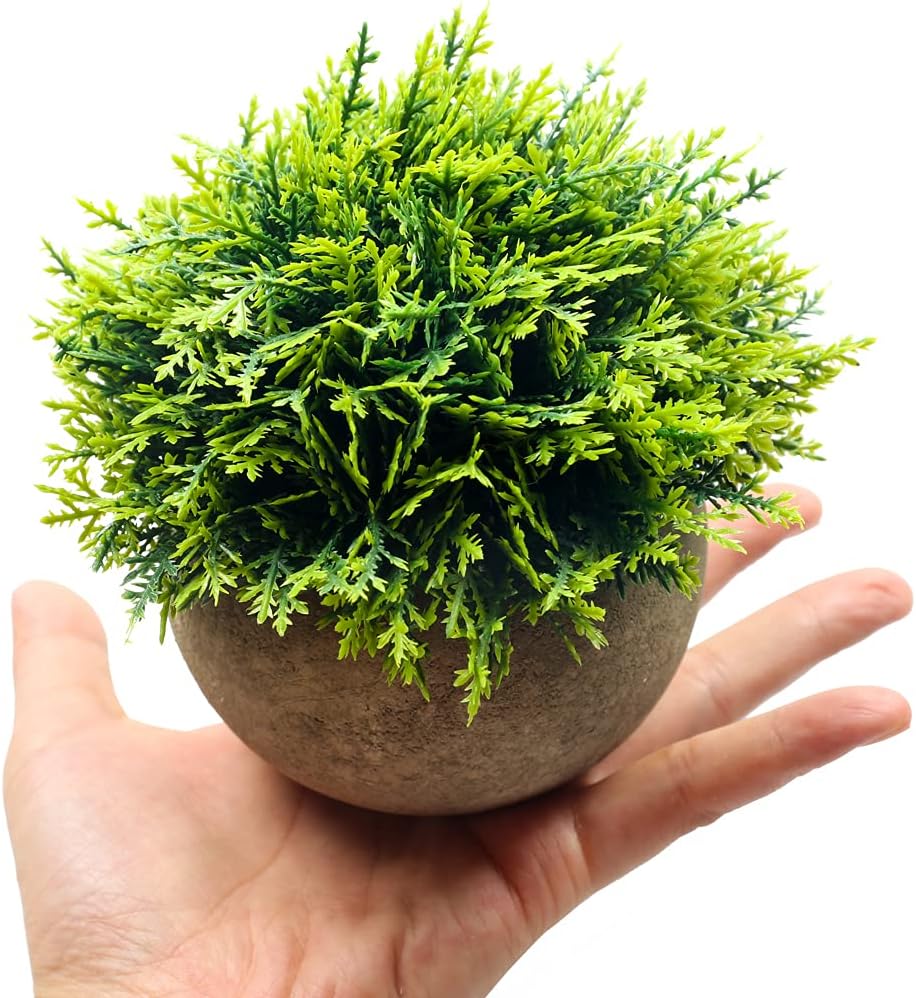 Mini Fake Cypress Cedar Plants for Bathroom Home Office Desk Decor