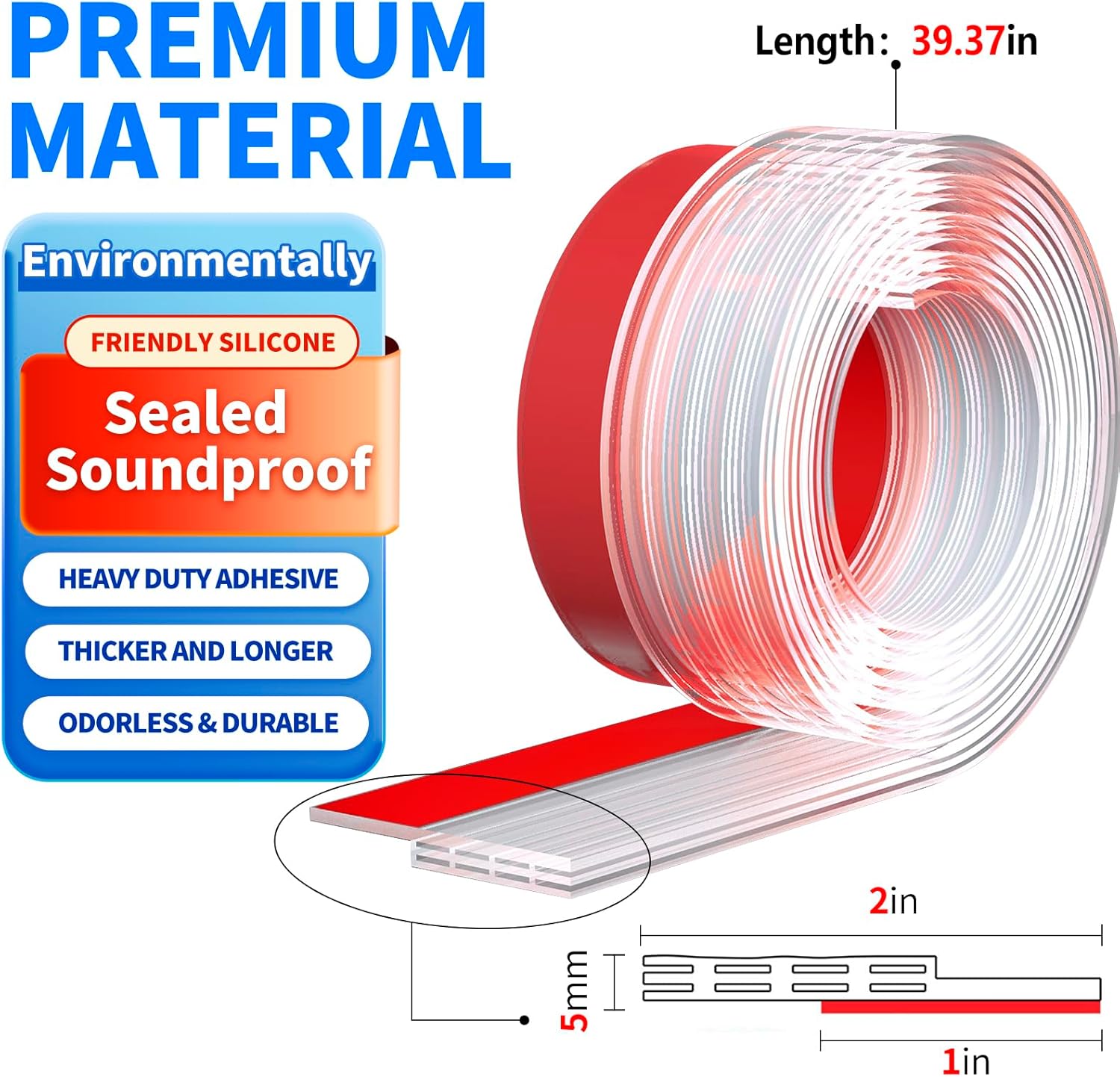 Silicone Door Draft Stopper Transparent Weather Stripping for Windproof and Sound Insulation