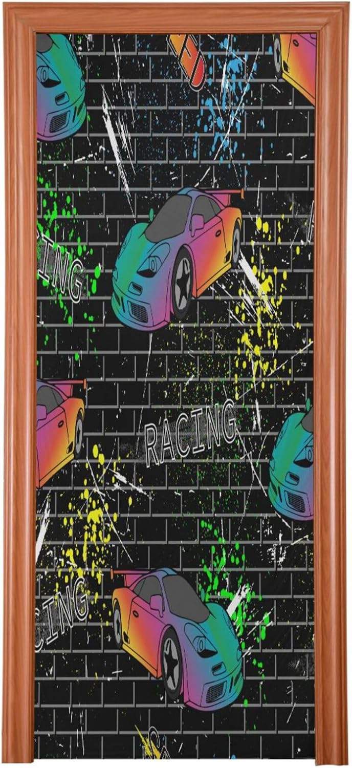 Susiyo Sports Cars Door Cover Halloween Decoration 32x79 in