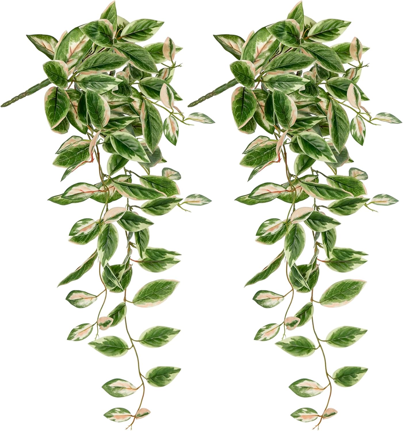 DILATATA 26 Inch Faux Peperomia Hanging Plants 2 Pack