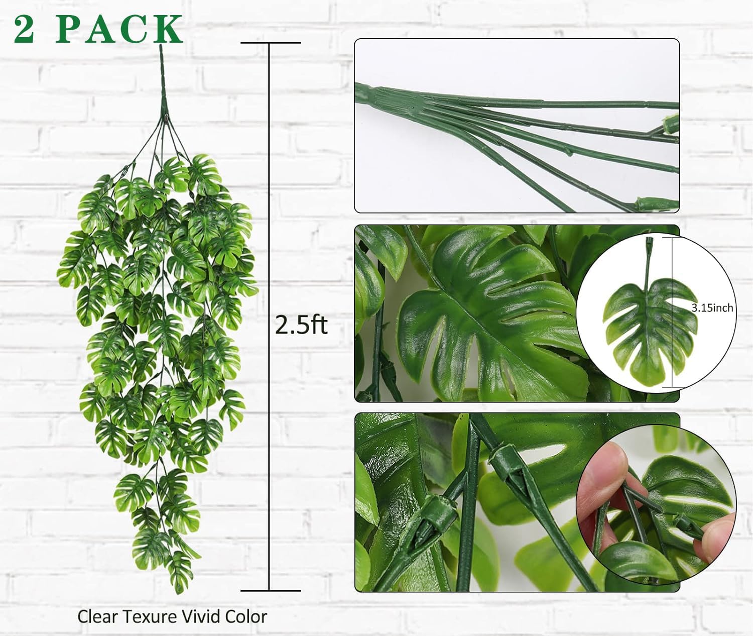 Artificial Hanging Plants 2 Pack UV Resistant
