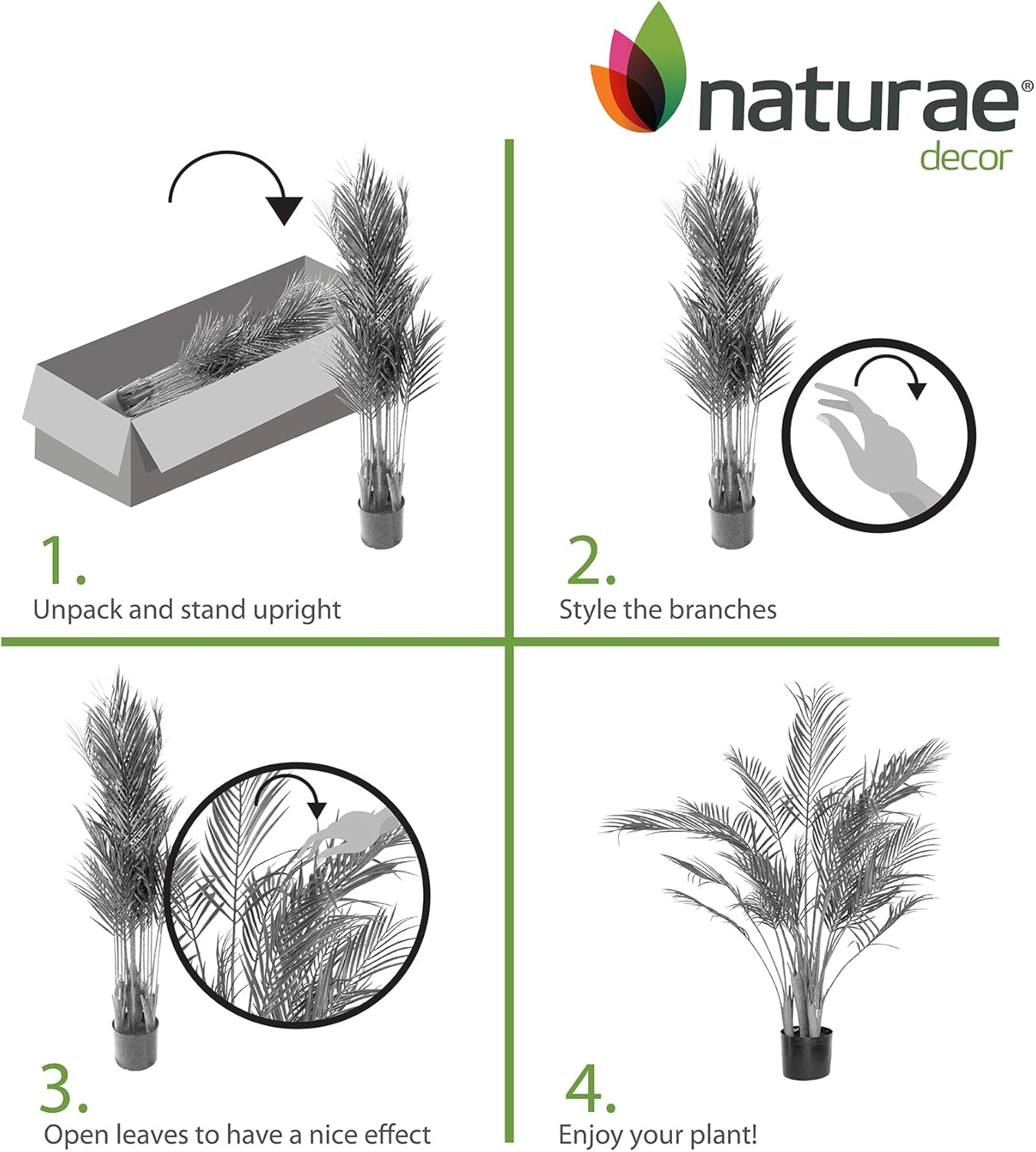 Naturae Decor Areca Palm Artificial Plant - 47-Inch UV Resistant Floor Plant