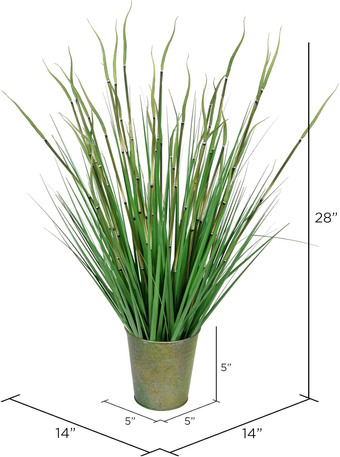Vickerman 28 Inch Artificial Green Grass with Iron Pot