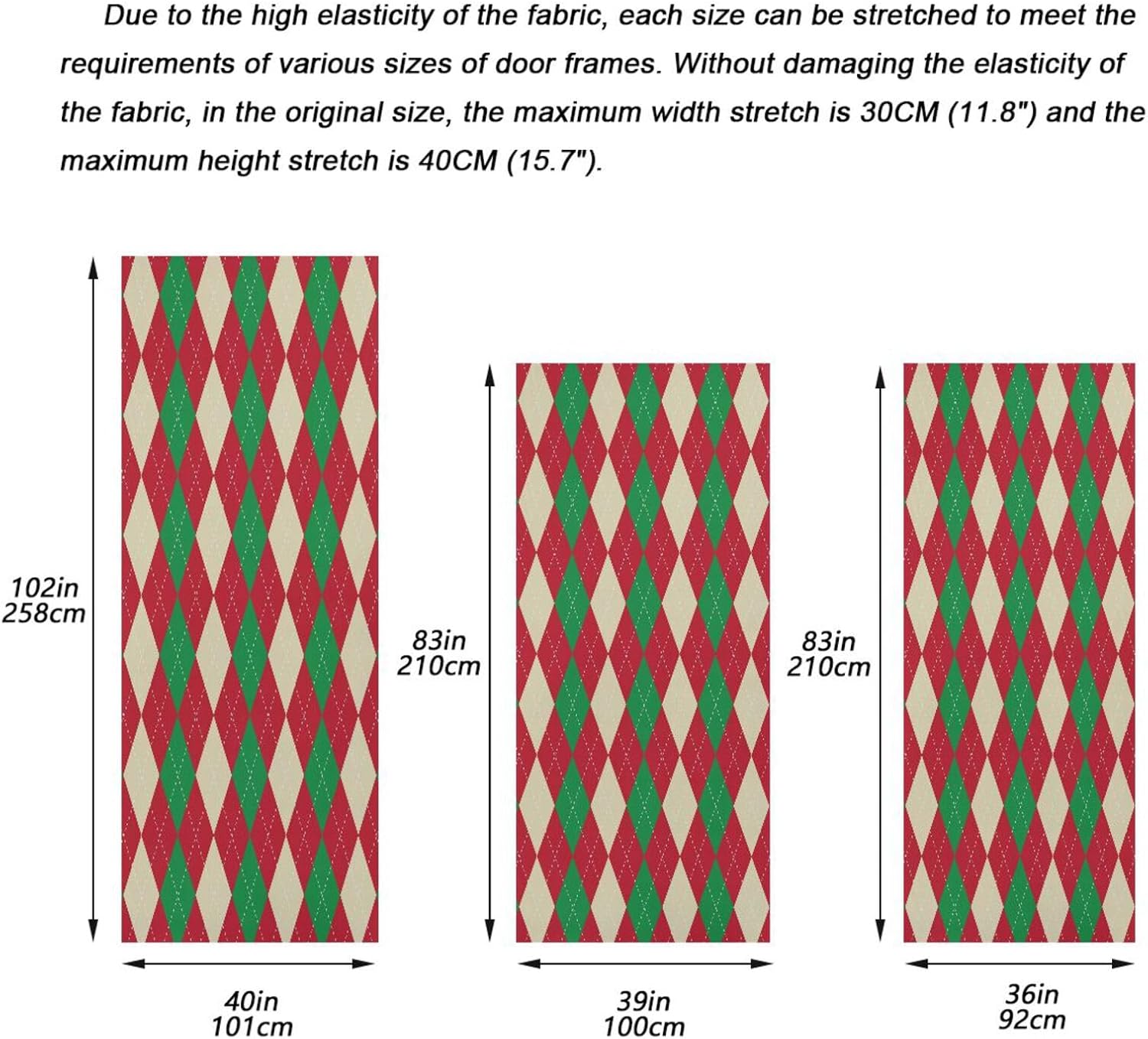 Susiyo Christmas Red Green Plaid Door Cover 32x79 in